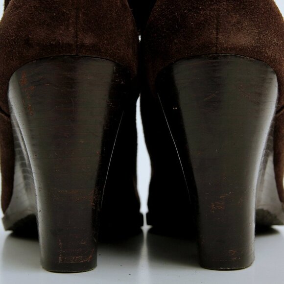 Michael Kors Leather Lace Up Wedge Booties Brown Women Size 8.5 - Picture 11 of 13